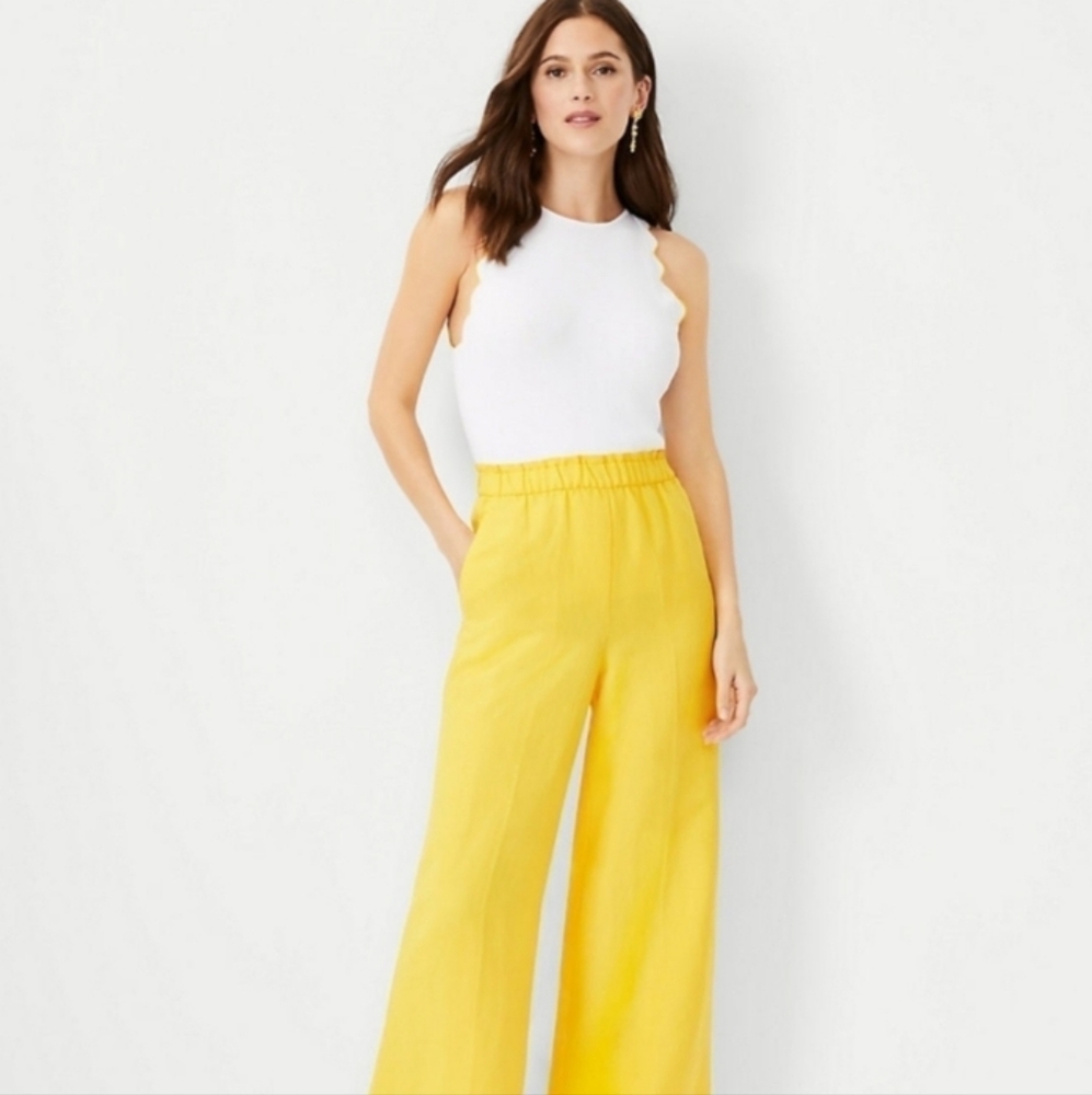 New Ann Taylor The Pull On Palazzo Linen Pant(Sz. M.)